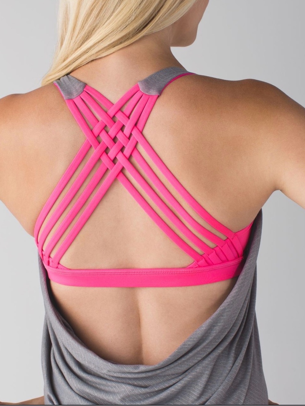 lululemon athletica wild tank in heathered slate / raspberry glo light